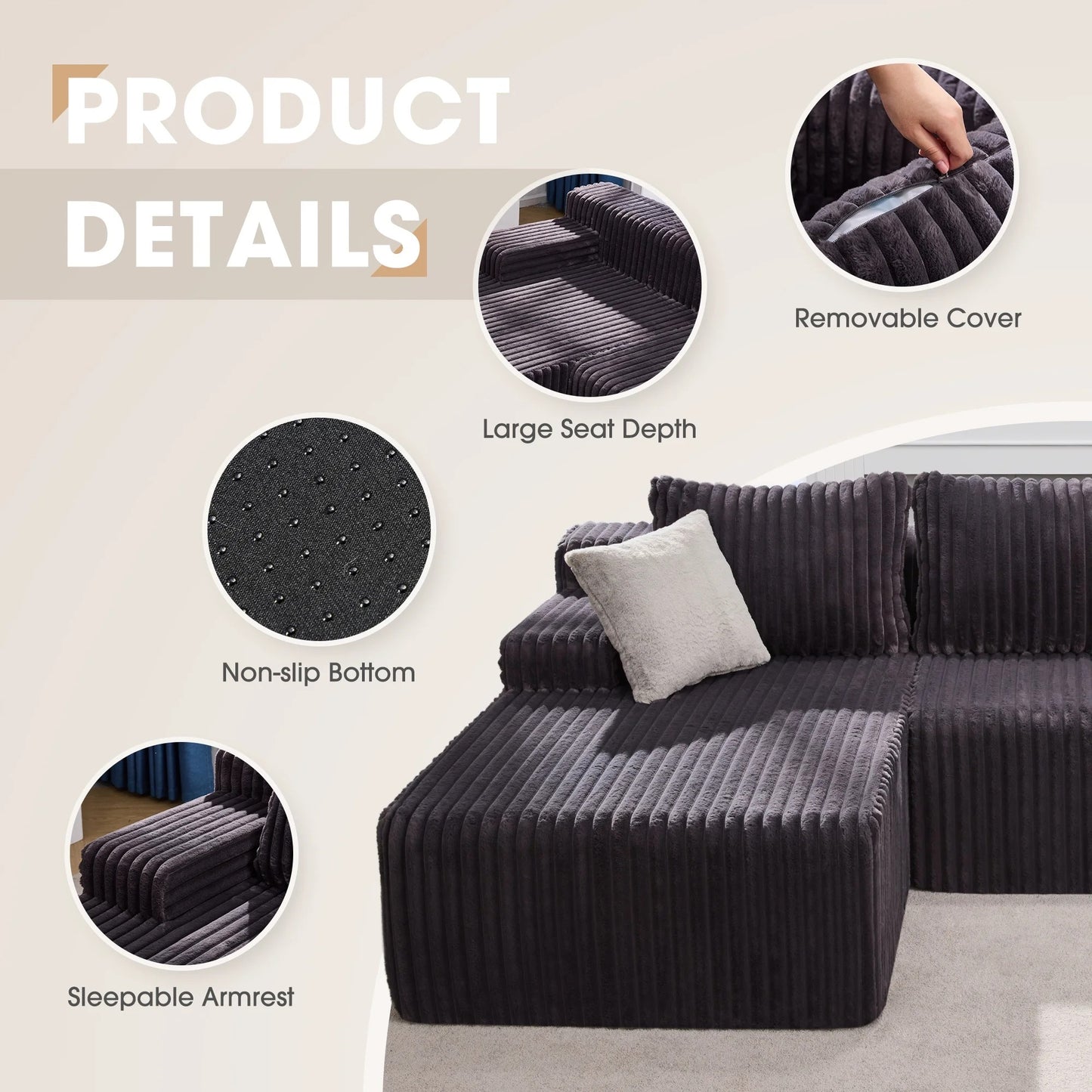 The Boneless Couch™ | L-Shape Memory Foam Sectional Sofa