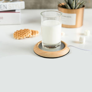 Wood Grain Cup Warmer Heat Beverage Mat Pad Drink Coffee USB Portable Heater